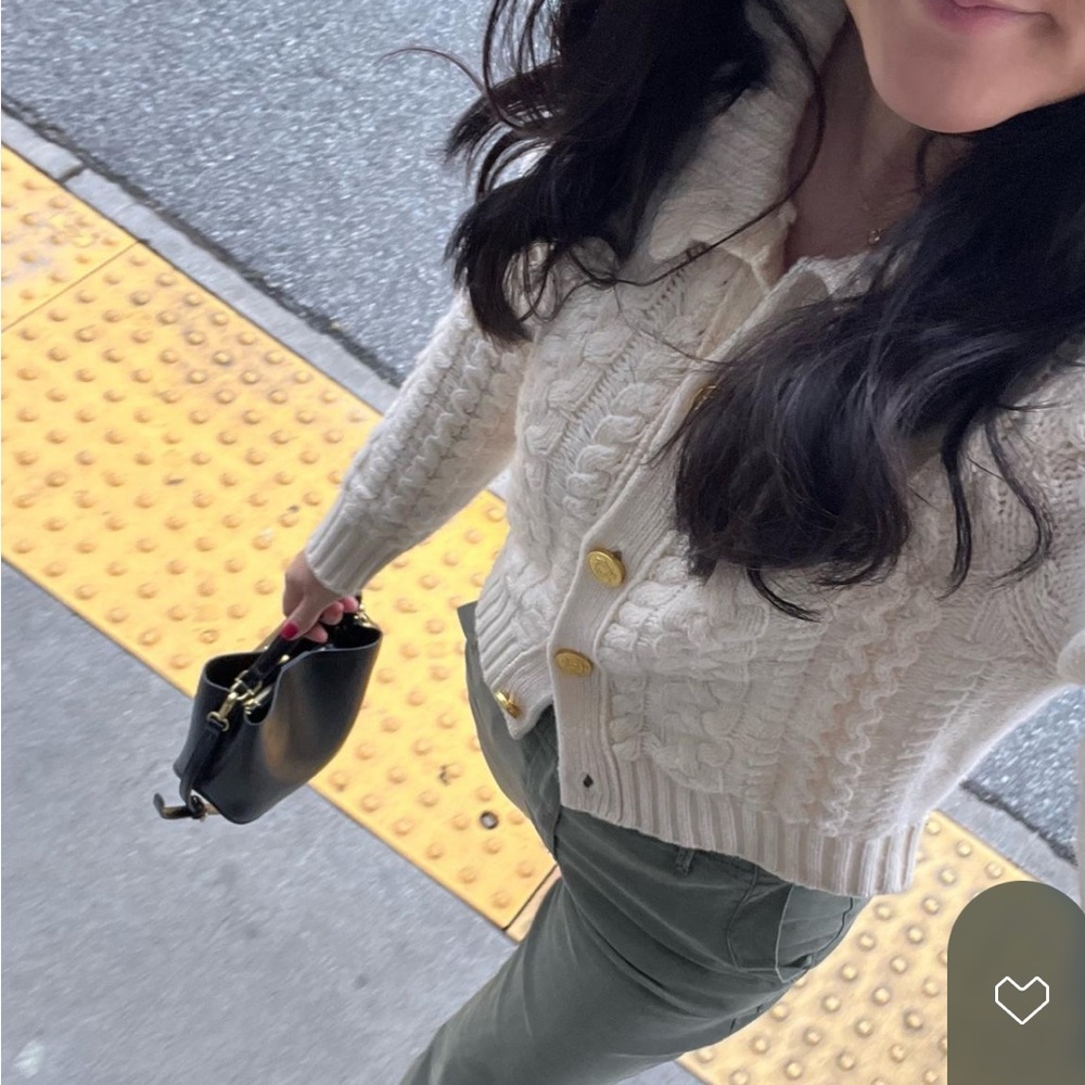 J Crew Ruffle cardigan sweater